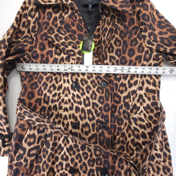BCBGMAXAZRIA Leopard Trench Coat Large Brown Black New NWT $298 Water resistant - Picture 7 of 10